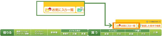 ヘッダにあるお気に入り一覧